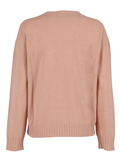 Fabiana Filippi Platinum V Neck Sweater With Filo Diamante Trim Detail In Pink