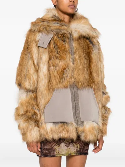 Ottolinger Womens Oversized Furry Faux-fur Jacket In Gold