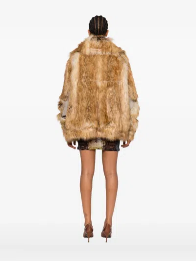 Ottolinger Womens Oversized Furry Faux-fur Jacket In Gold