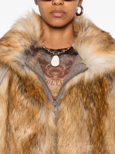 Ottolinger Womens Oversized Furry Faux-fur Jacket In Gold