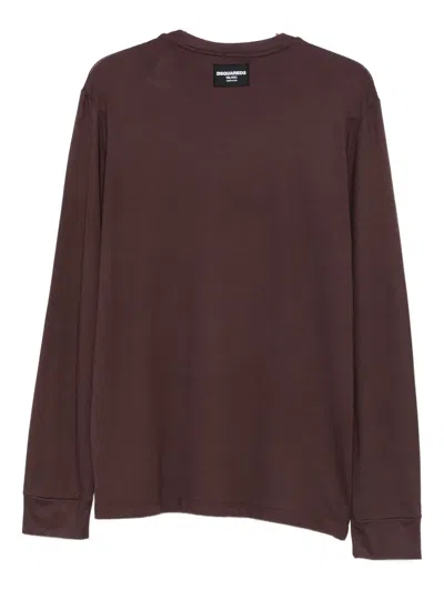 Dsquared2 Intimo Bordeaux Long-sleeve Top In Brown