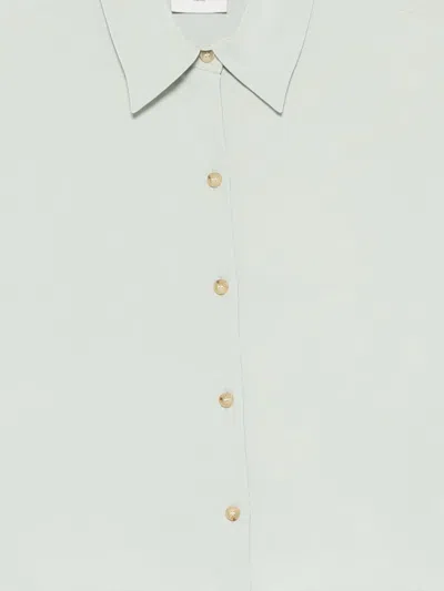 Alysi Button-front Silk Blouse In Green