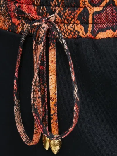 Just Cavalli Snake-print Drawstring Mini Shorts In Black