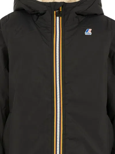 K-way Black Jacket For Kids With Logo In Animal Print