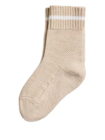 Brunello Cucinelli Bernie Baby Waffle Stitch Socks In Pink