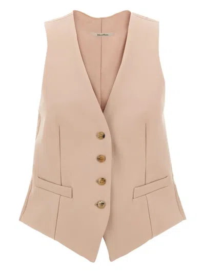 Max Mara Sleeveless V-neck Vest With Adjustable Back Strap In Pink