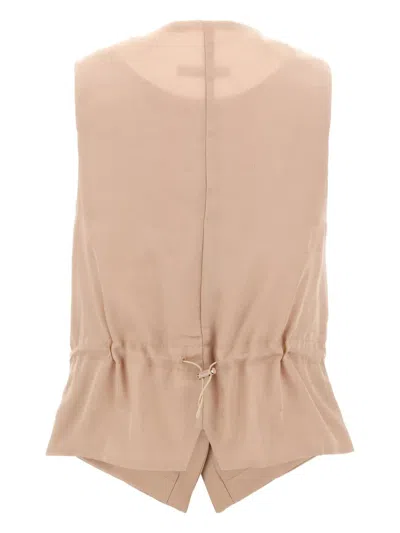 Max Mara Sleeveless V-neck Vest With Adjustable Back Strap In Pink