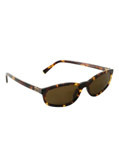 Miu Miu Tortoiseshell Rectangle Sunglasses In Brown