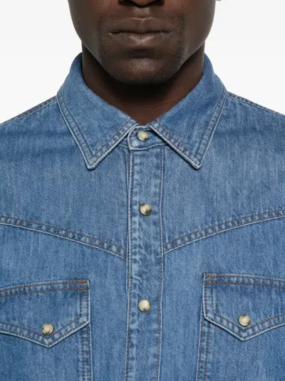 Lardini Double-pocket Denim Shirt In Blue