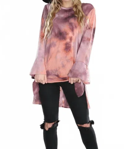 Collective Rack Tie Dye Textured Top In Grape Peach In Pink