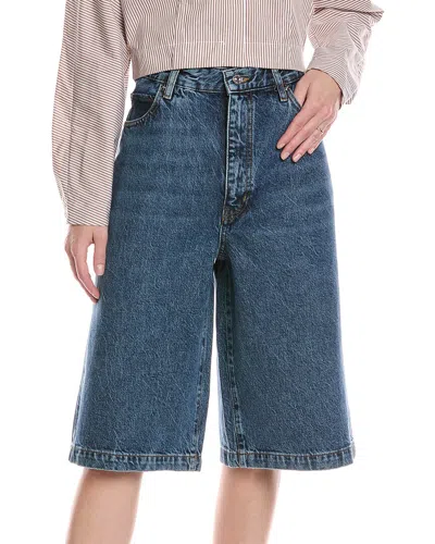 Frame Youth Denim Shorts Dropped Hem In Blue