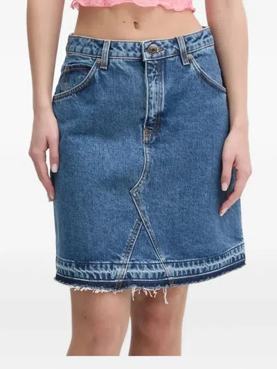 Hugo Boss Women's Cotton Frayed Denim Miniskirt In Blue