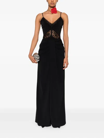 Nissa Draped-front Trousers In Black