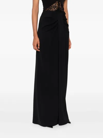 Nissa Draped-front Trousers In Black