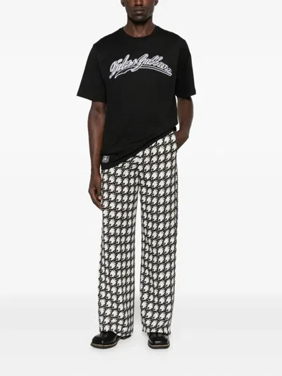 Dolce & Gabbana Men Cotton T-shirt With Embossed Logo Embroidery In Black