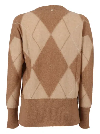 Lorena Antoniazzi Knit V Neck In Brown