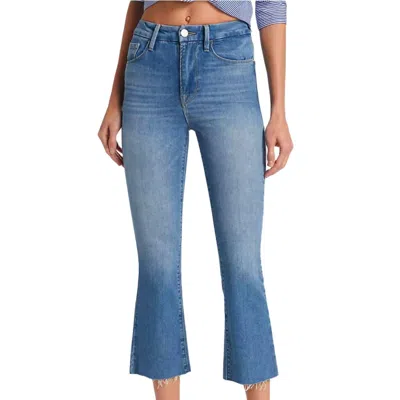 Frame Le Super High Crop Mini Bot Raw Hem Jeans In Deepwater In Blue