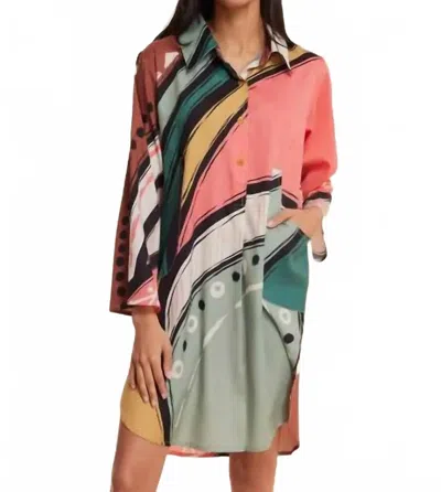 Modaposa Gabriella Abstract Fall Resort Dress In Multicolor In Multi