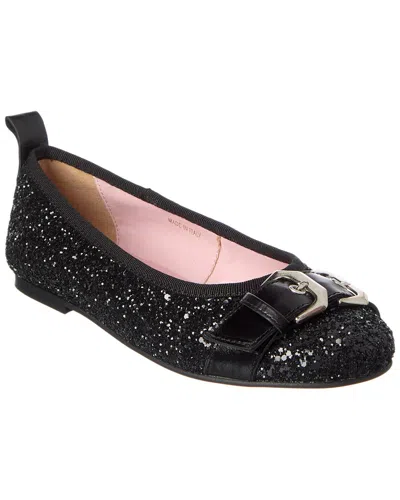 Scotch & Soda Mira Glitter & Leather Ballet Flat In Black
