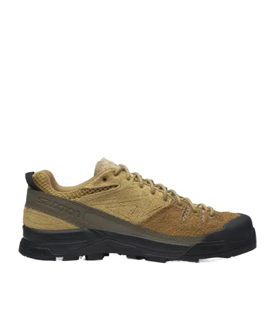 Salomon Textured Tan And Brown Sneakers In Multi