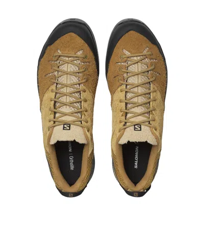 Salomon Textured Tan And Brown Sneakers In Multi