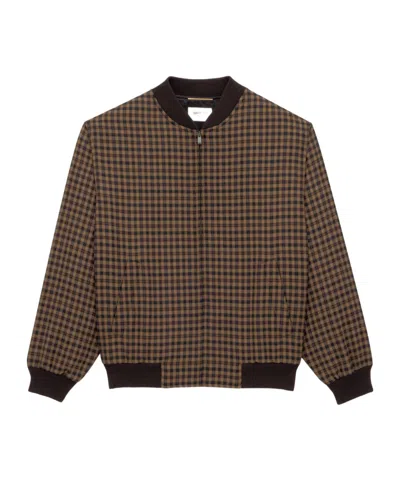 Saint Laurent Cassandre Bomber Jacket In Wool Check In Multi