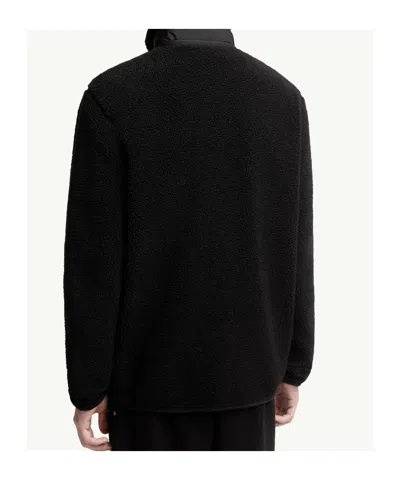 Moncler Teddy-effect Fleece Sweatshirt With Zip And Pocket In Black