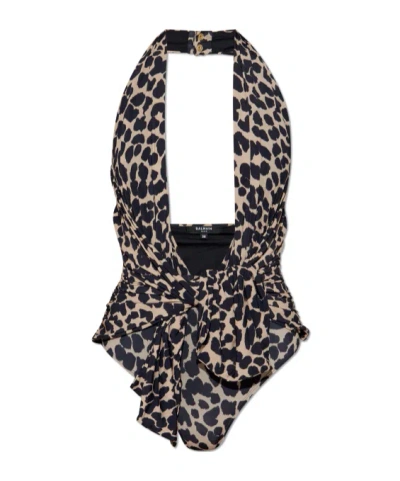 Balmain Patterned One-piece Swimsuit In Animal Print