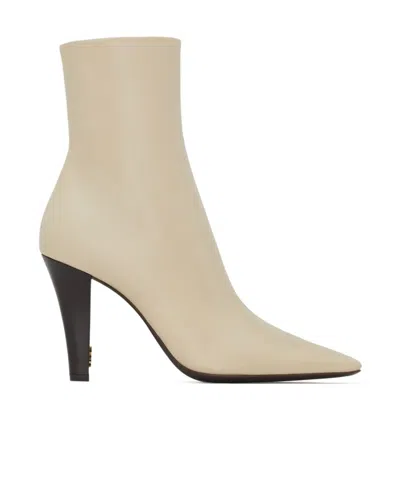 Saint Laurent Jill Booties In Smooth Leather In Neutral