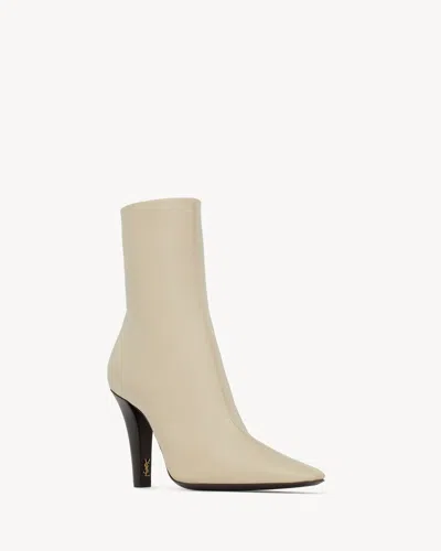 Saint Laurent Jill Booties In Smooth Leather In Neutral