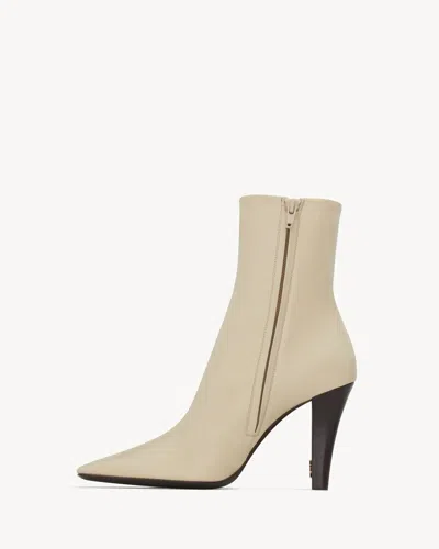 Saint Laurent Jill Booties In Smooth Leather In Neutral