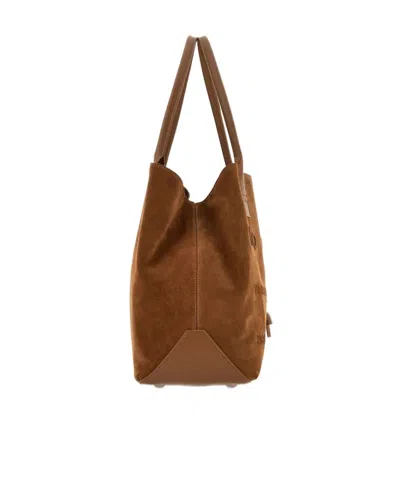 Hogan Medium Script Logo Leather Shoulder Bag In Brown