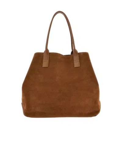 Hogan Medium Script Logo Leather Shoulder Bag In Brown