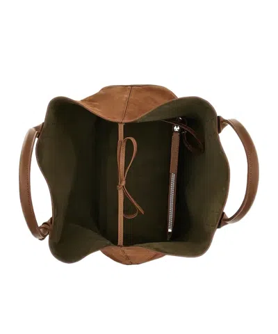 Hogan Medium Script Logo Leather Shoulder Bag In Brown