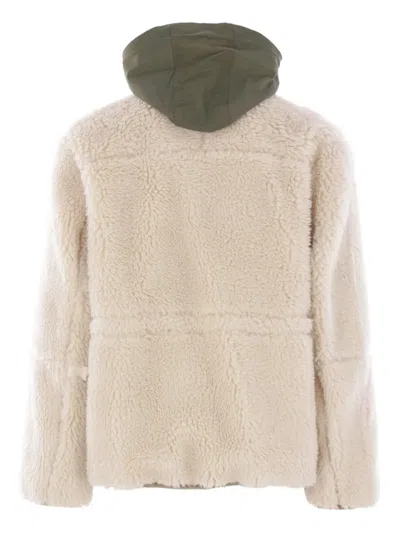 Sacai Eco Shearling And Nylon Jacket In White