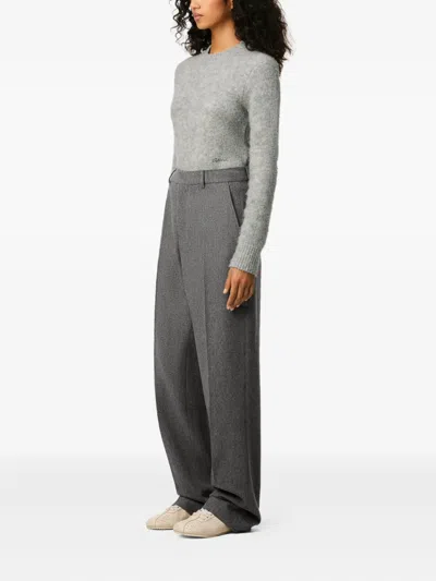 Ami Alexandre Mattiussi Tailored Wool Trousers Featuring Pleated Front In Gray