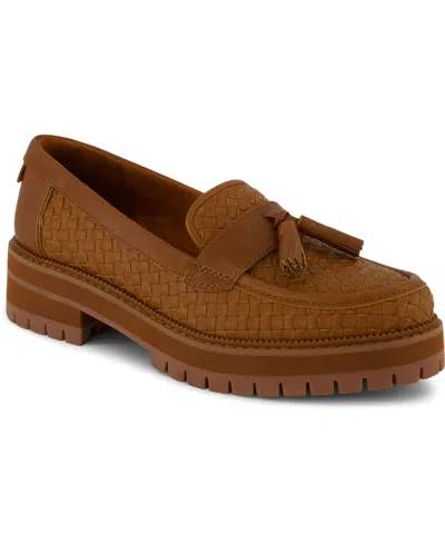 Toms Women's Womens Cara Loafer Amber Basketweave Leather Flat In Brown