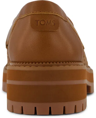 Toms Women's Womens Cara Loafer Amber Basketweave Leather Flat In Brown