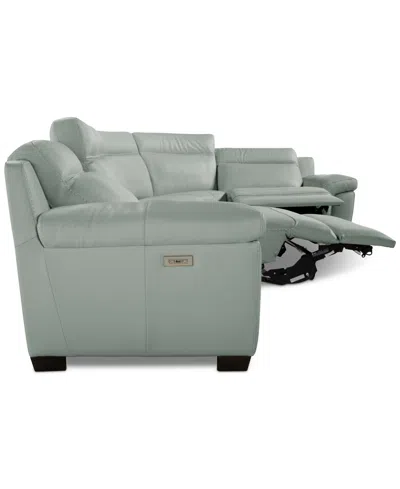 Macy's Julius Ii 5-pc. Leather L Sectional With 2 Power Recliners,  Exclusive In Green