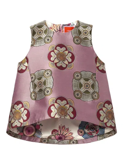 La Doublej La Scala Asymmetric Jacquard Top In Purple