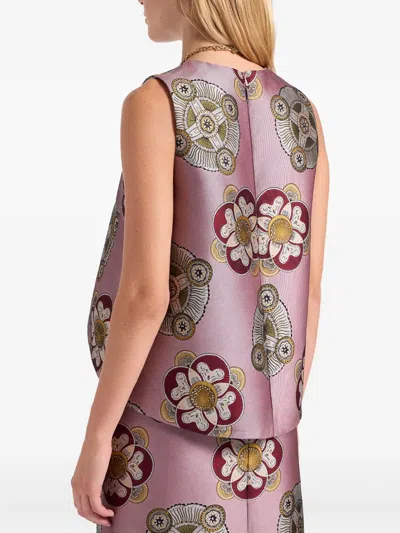 La Doublej La Scala Asymmetric Jacquard Top In Purple