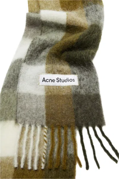 Acne Studios Wool Mohair Check Scarf Scarves And Foulards Multicolor In Brown