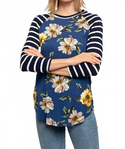Collective Rack Floral With Stripe Sleeves In Blue In Multi