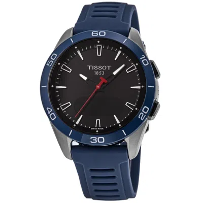 Tissot T-touch Connect Solar Sport Gmt Quartz Digital Dial Titanium Blue Silicone Strap Men's Watch T153.42 In Blue