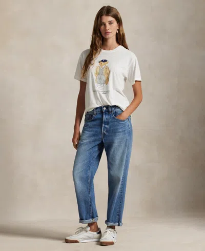 Polo Ralph Lauren White Polo Bear T-shirt In Purple