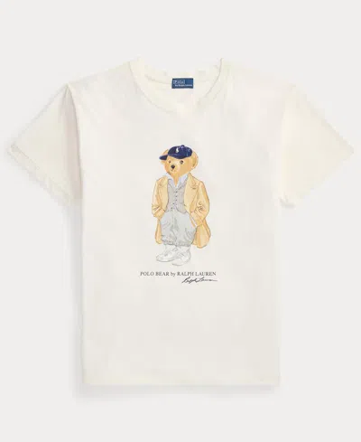Polo Ralph Lauren White Polo Bear T-shirt In Purple