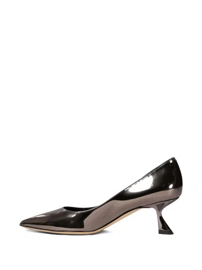 Ninalilou Pumps In Mirror Effect Leather Heeled Shoes Grey In Purple