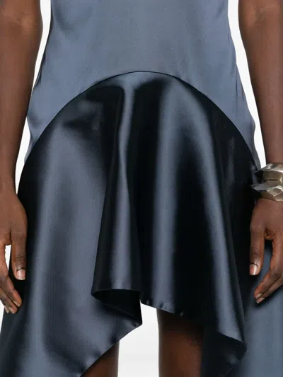 Jw Anderson Mens Steel Blue V-neck Panels Stretch-woven Mini Dress