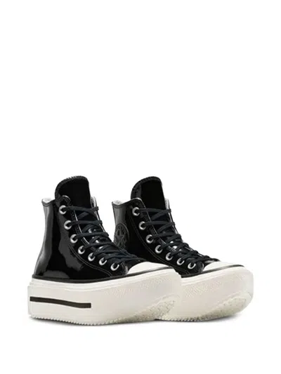 Converse Leather Platform Sneakers In Black