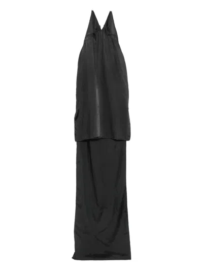 挂脖超长连衣裙